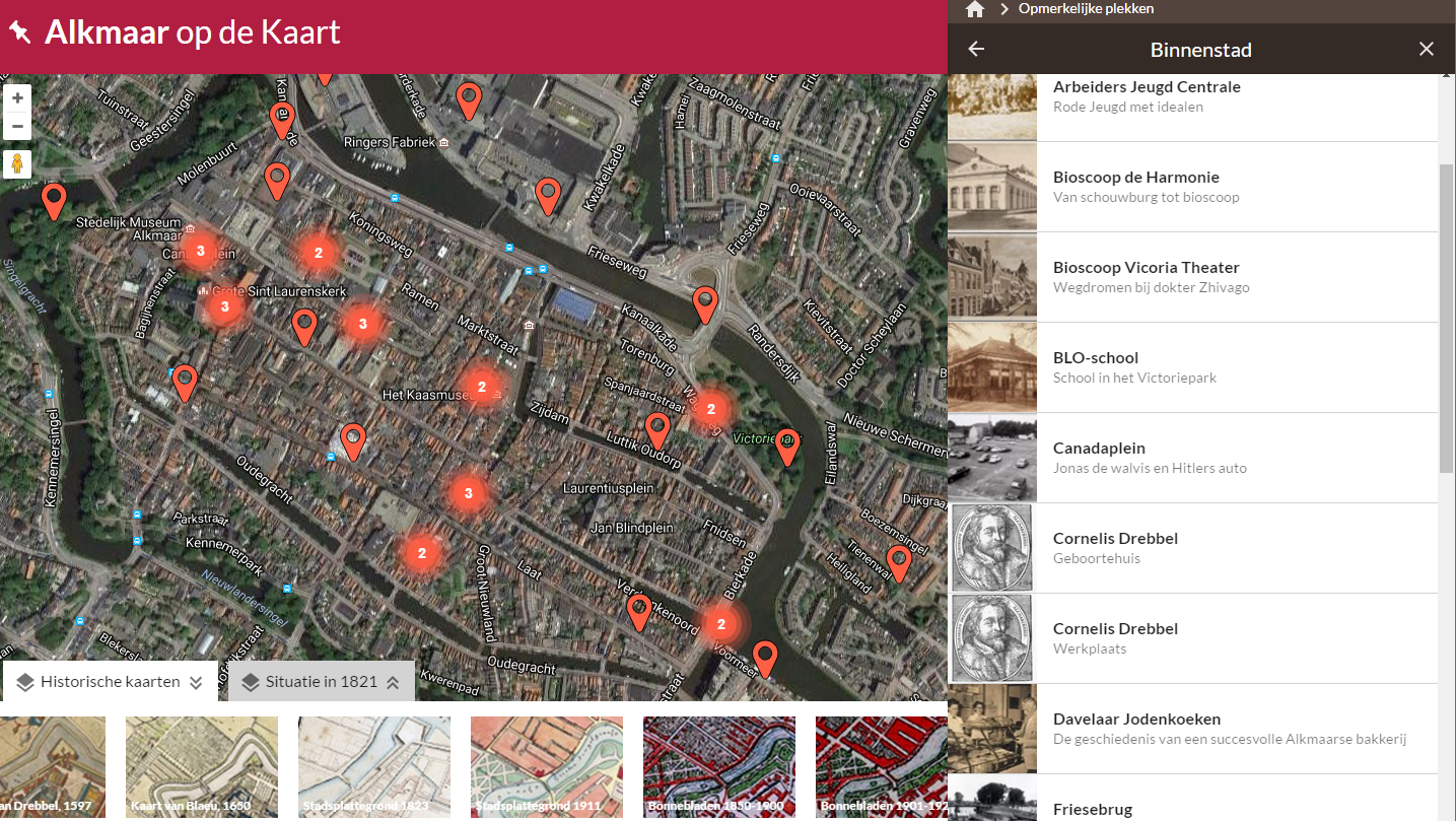 Screenshot website Alkmaar op de kaart