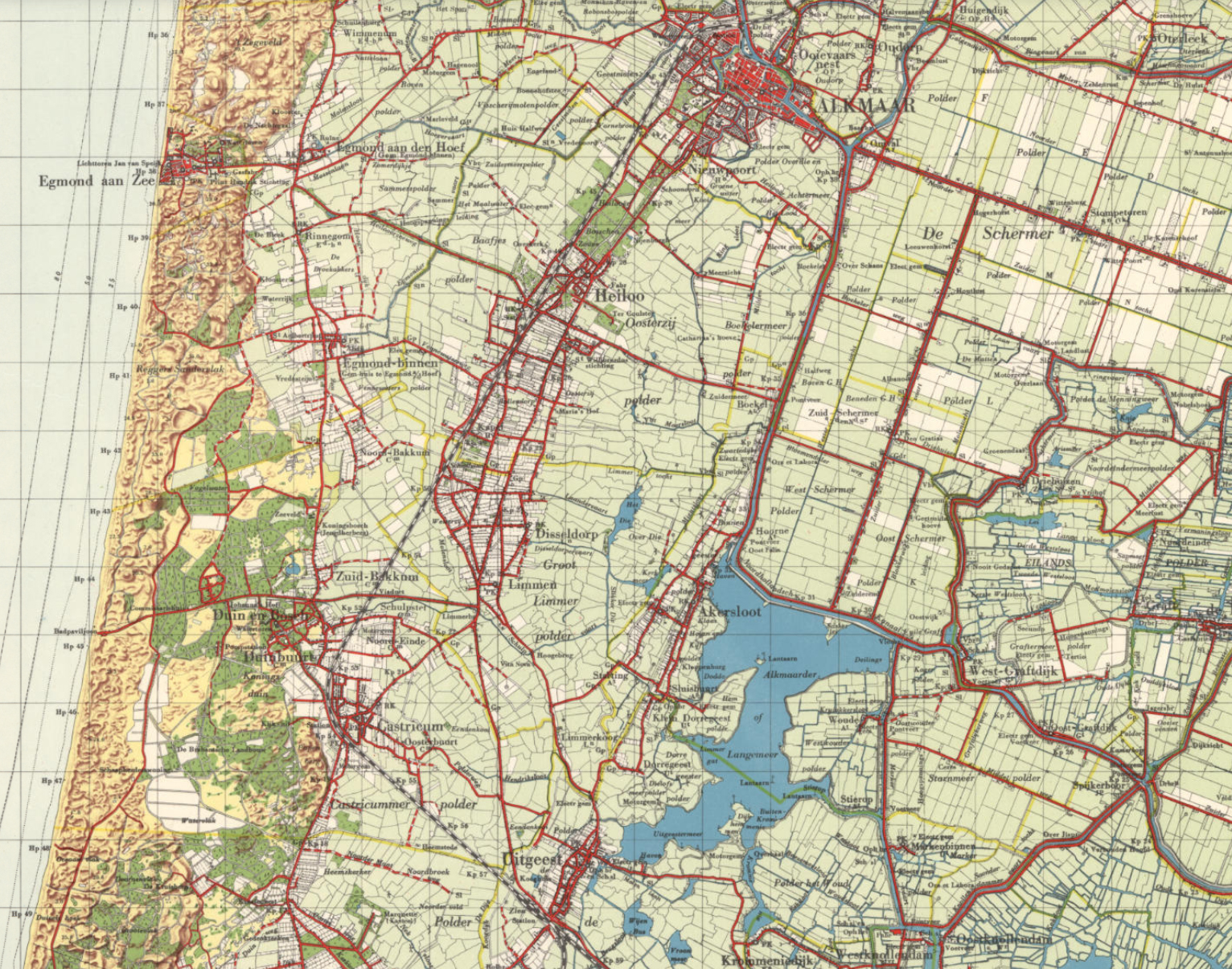 kaart zonder snelweg ca 1956