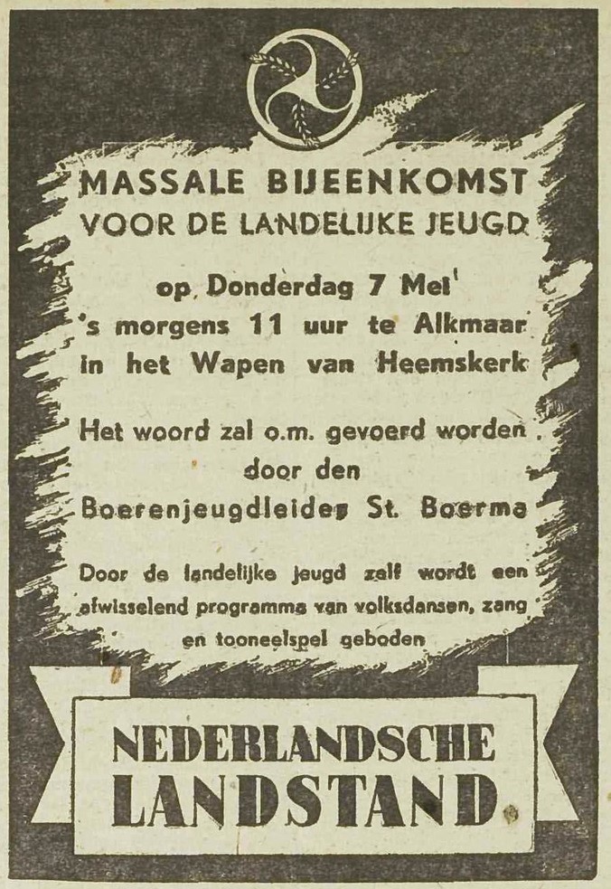 Advertentie Nederlandsche landstand 5 mei 1942 