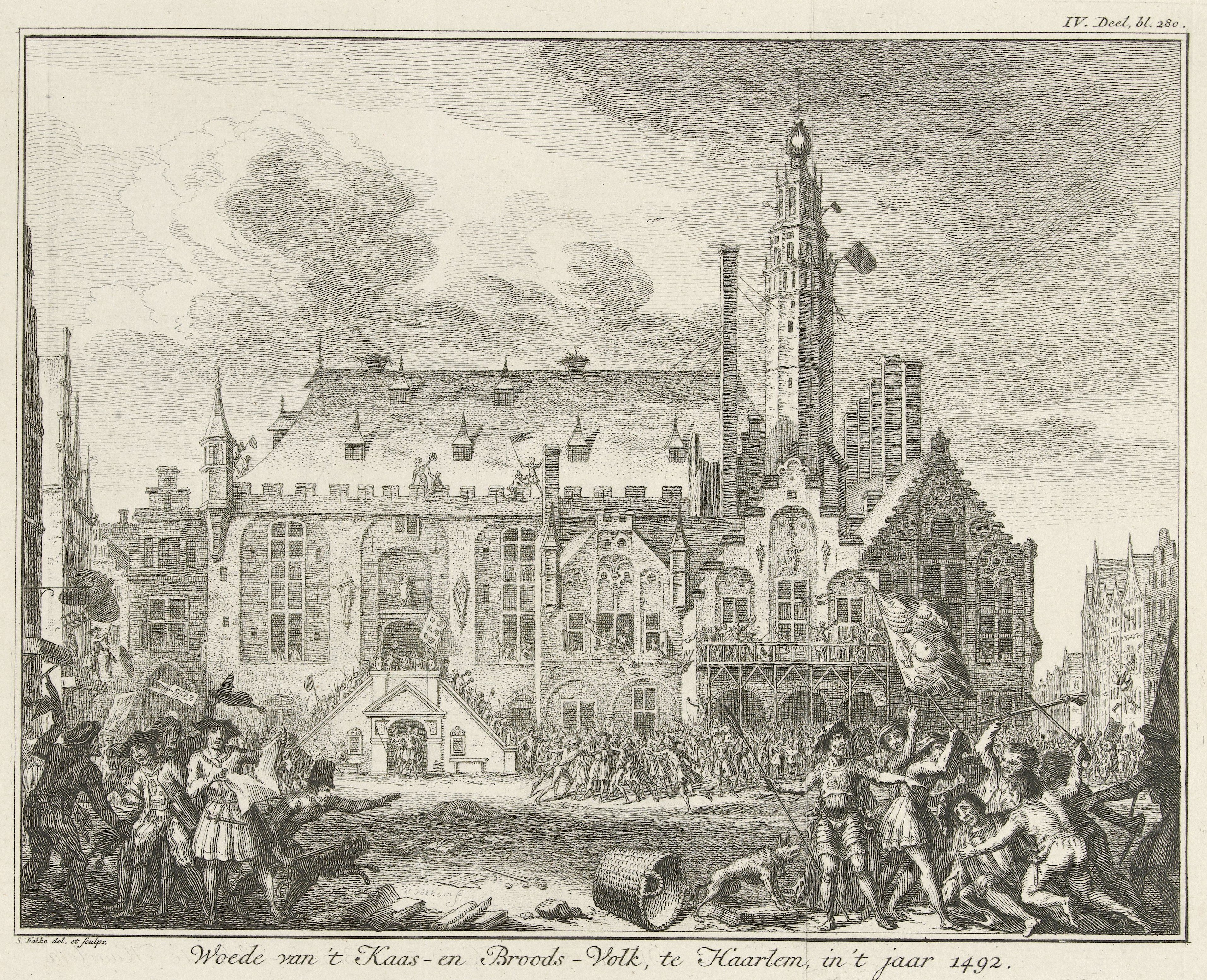 gravure Het Kaas- en Broodvolk in Haarlem in 1492
