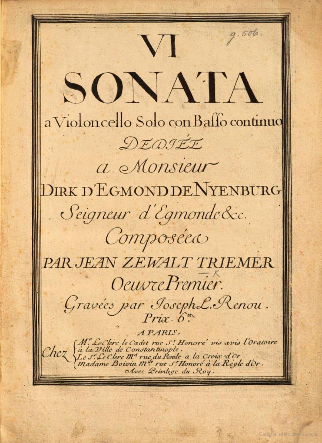 Titelblad cellosonates Triemer