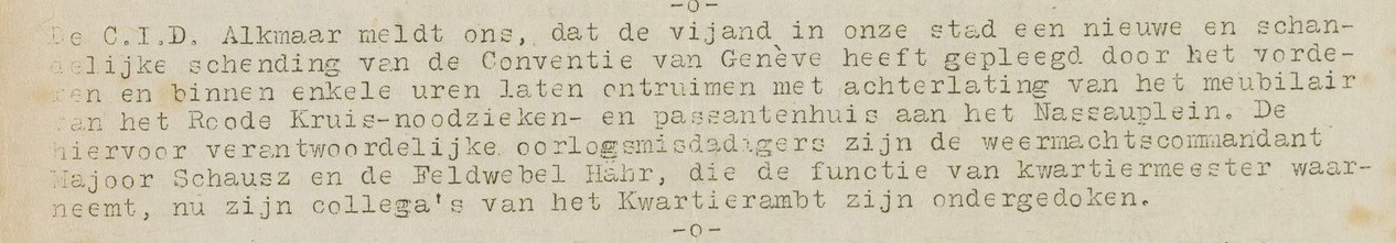 Fragment pagina Vrije Alkmaarder over ontruiming 14 april 1945