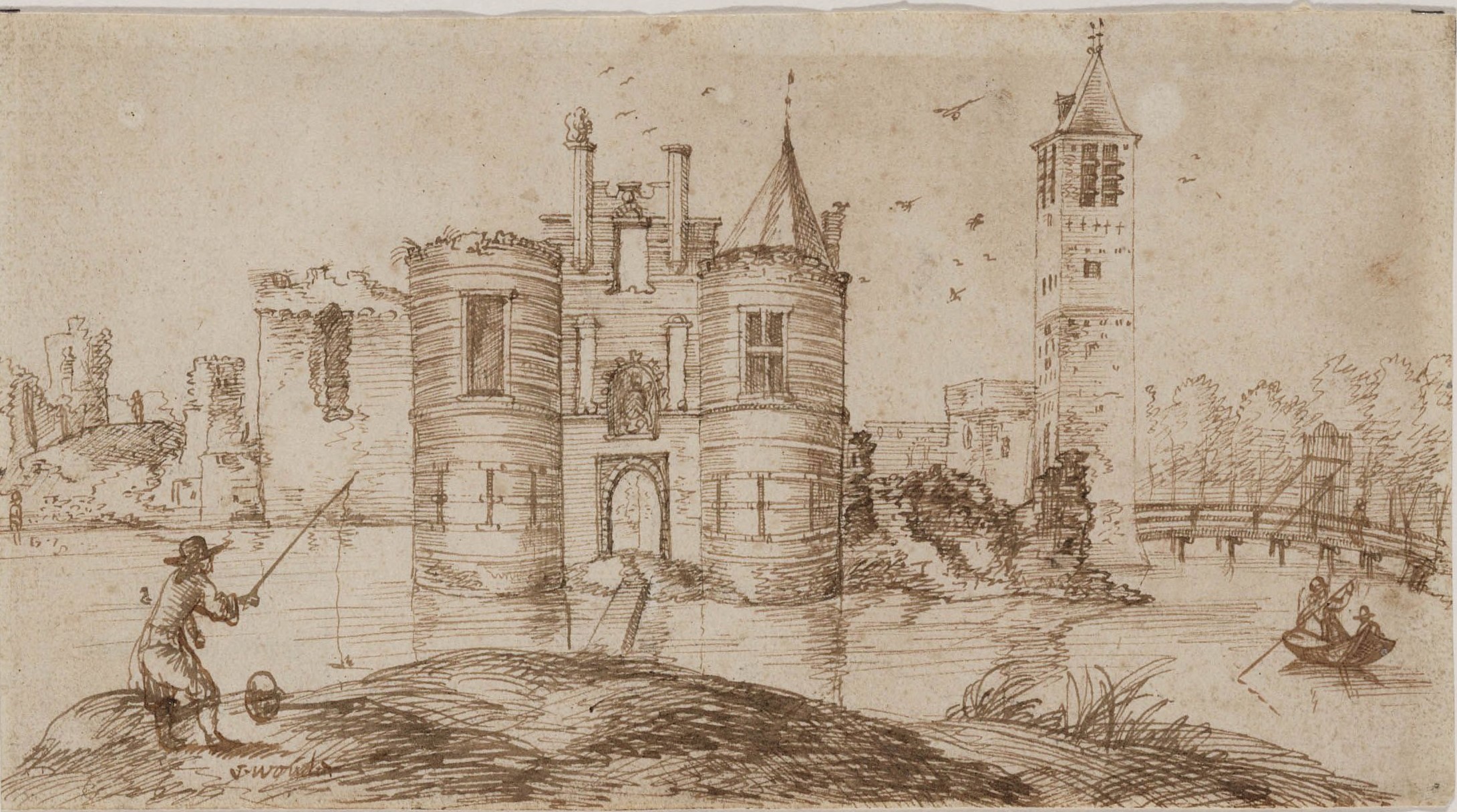 Ruïne poortgebouw en toren 1688