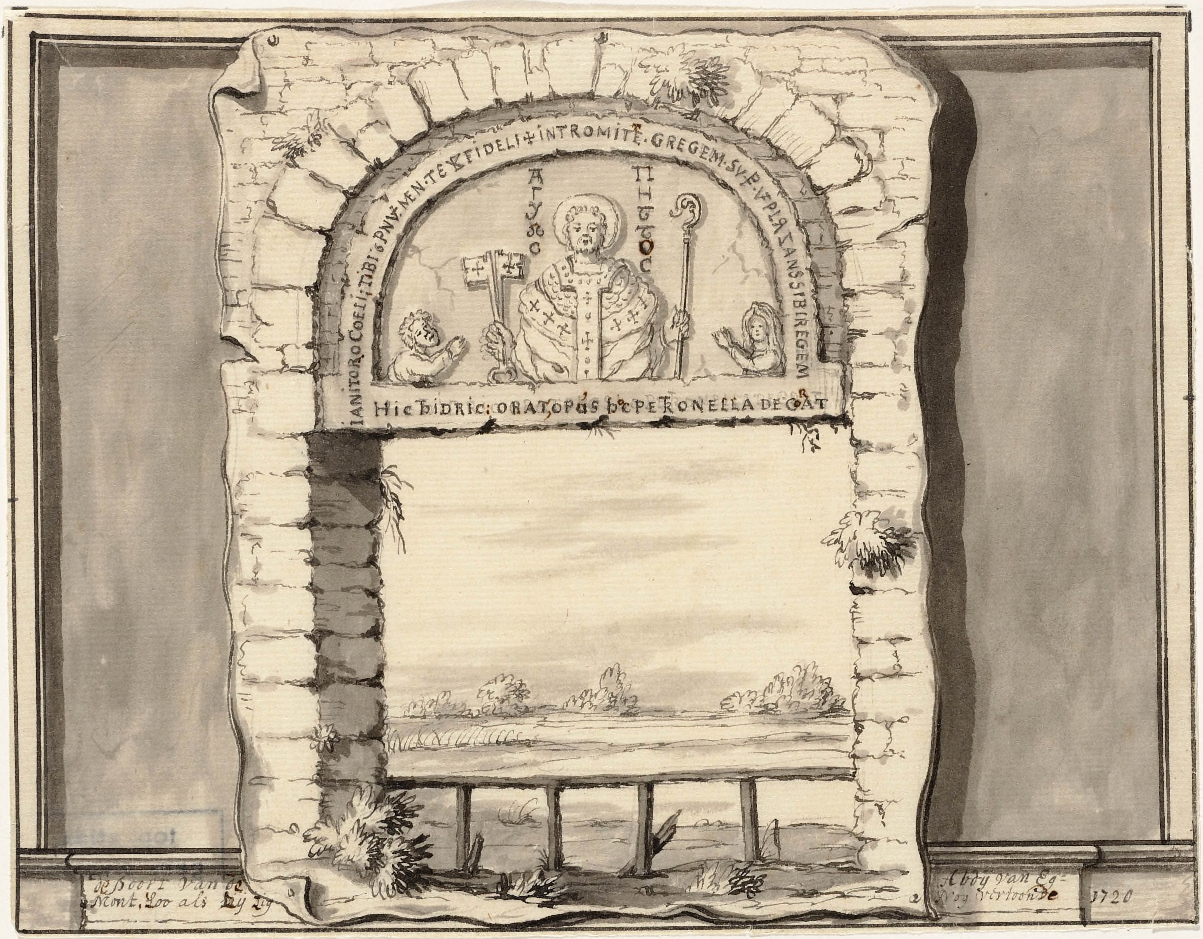 Het timpaan boven de toegang 1720