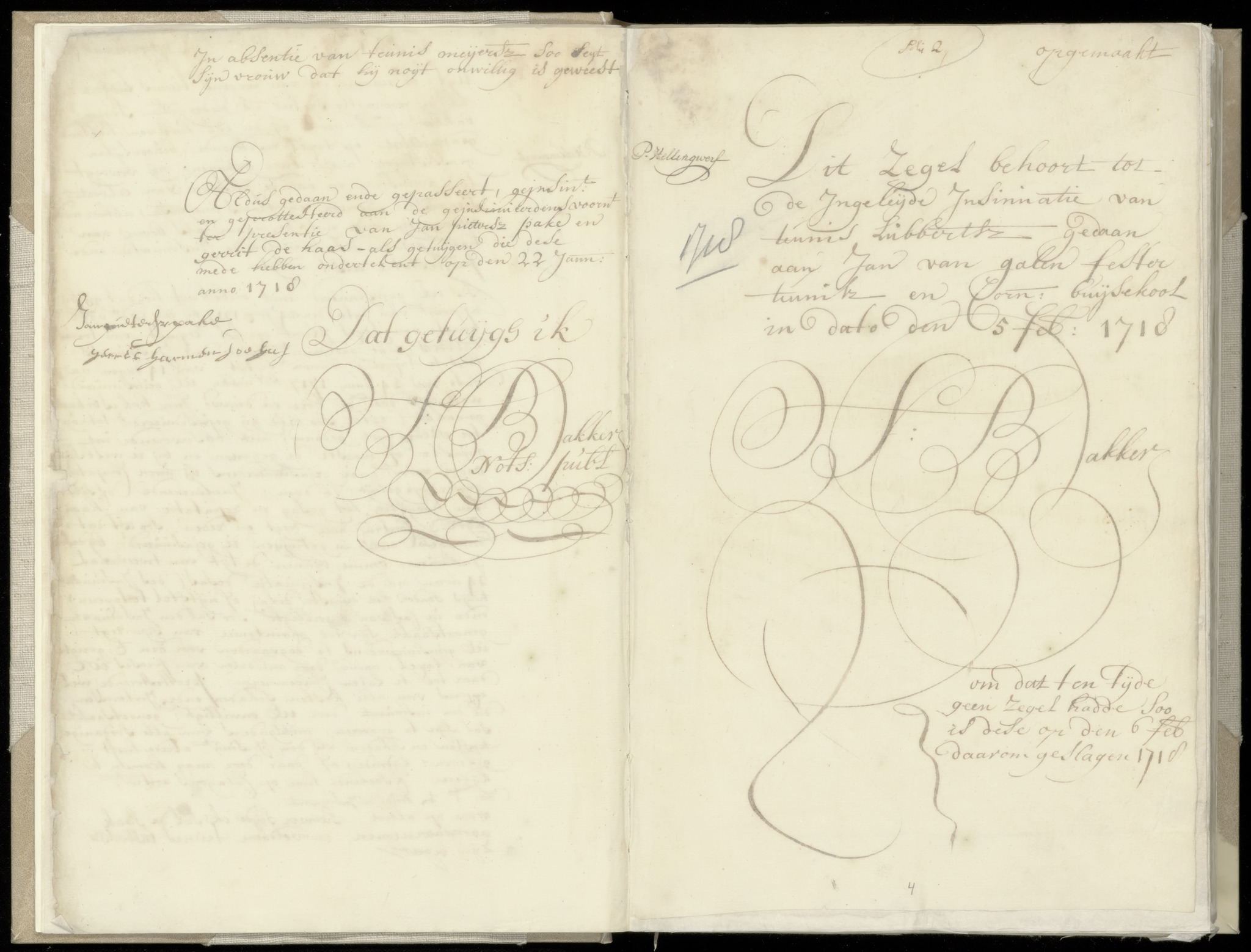 De bijzonder indrukwekkende handtekening van de Texelse notaris Simon Bakker