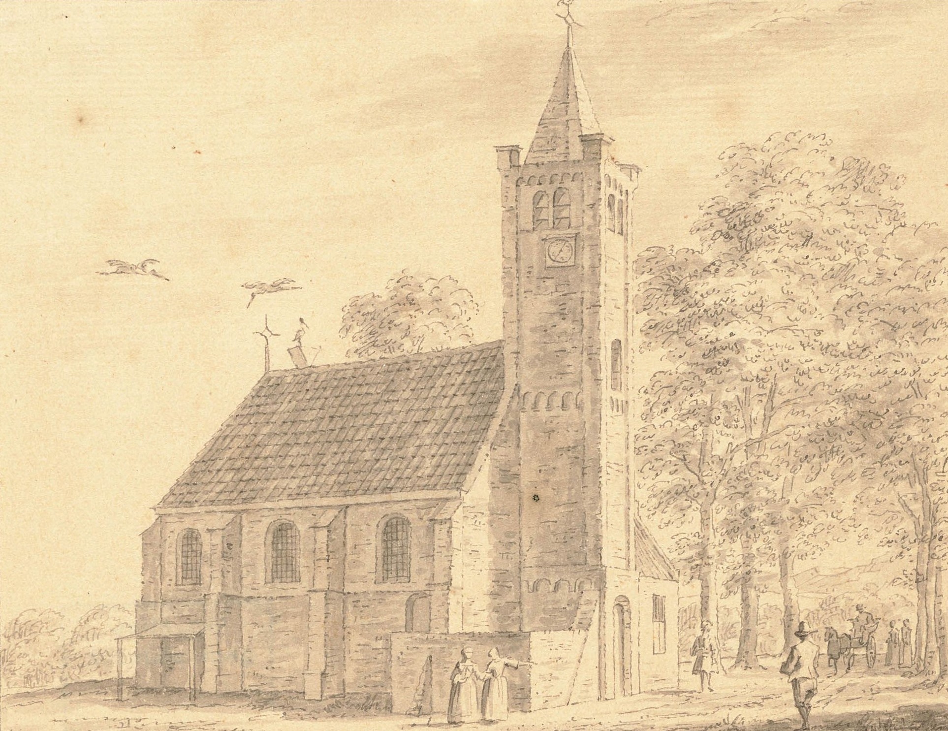 Kerk van Schoorl door Cornelis Pronk 1727