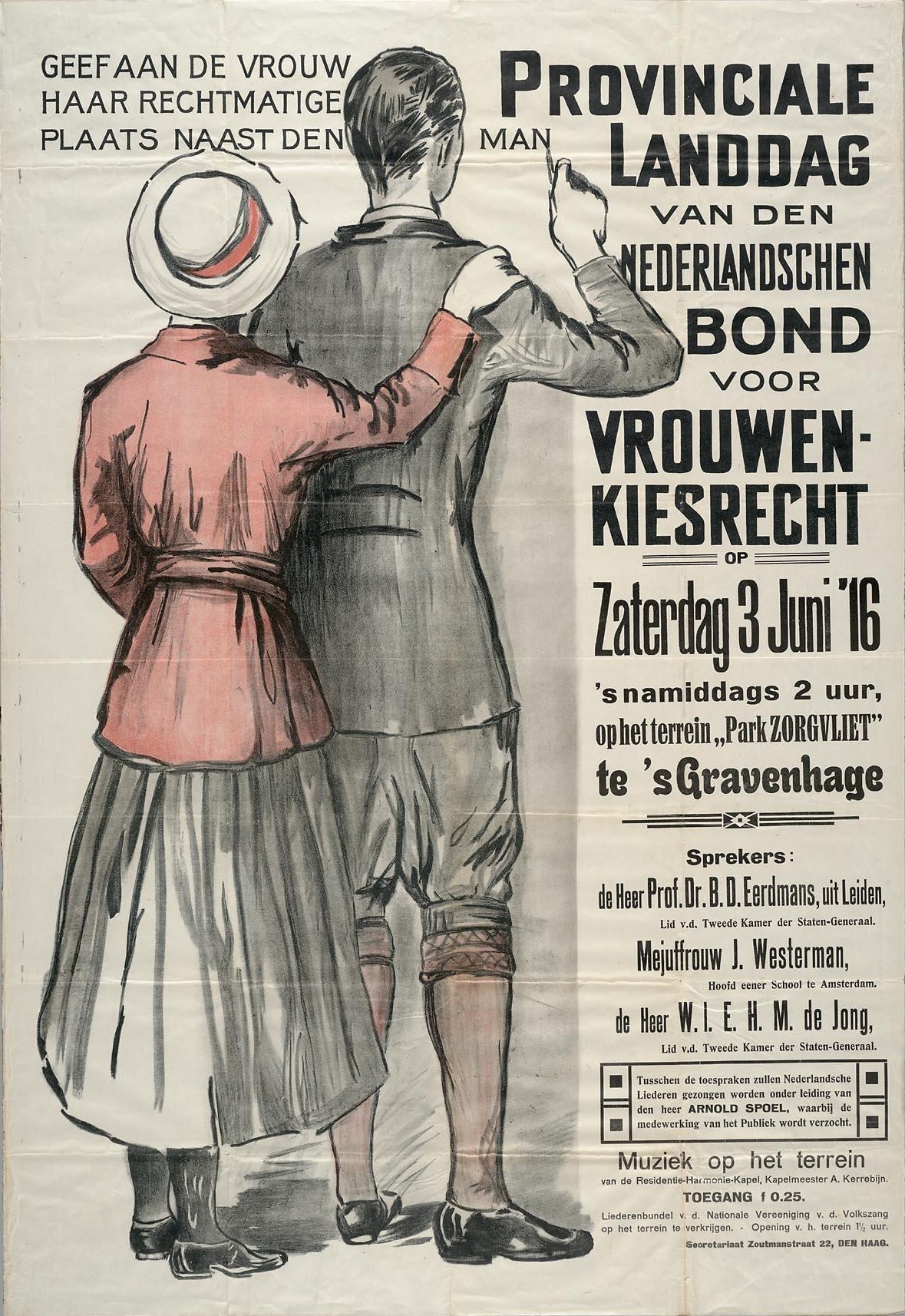 Affiche Nederlandsche Bond voor Vrouwenkiesrecht 1916
