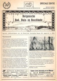 Omslag van: Bergensche Bad en Duin en Boschbode, jubileumuitgave / door Historische Vereniging Bergen
